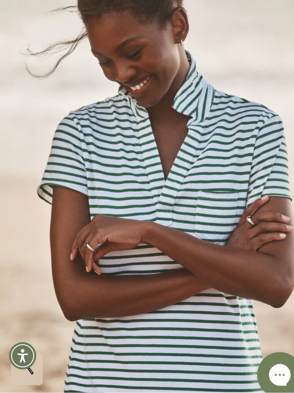 Frank & Eileen Blue and White Striped Polo Dress